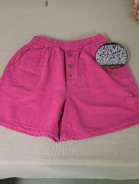 90s NWT DEADSTOCK No Excuses Hot Pink Shorts Loose/ High Waist Sz MED 100 Cotton